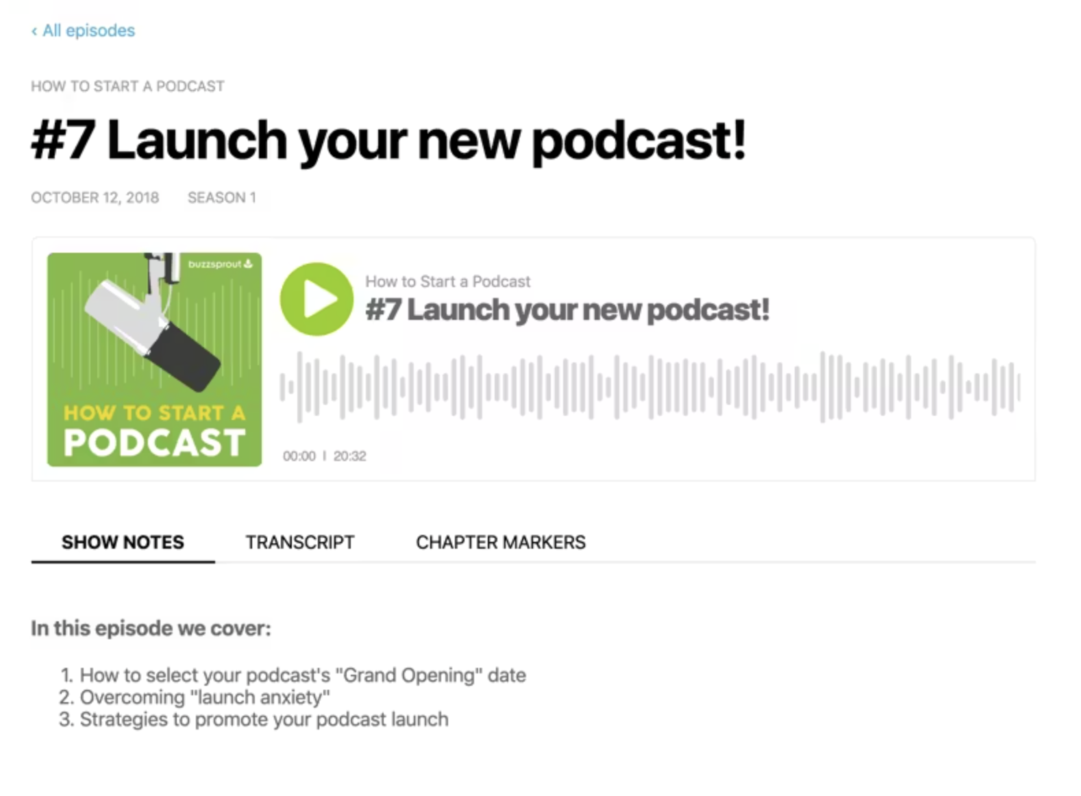 Default Buzzsprout episode landing page