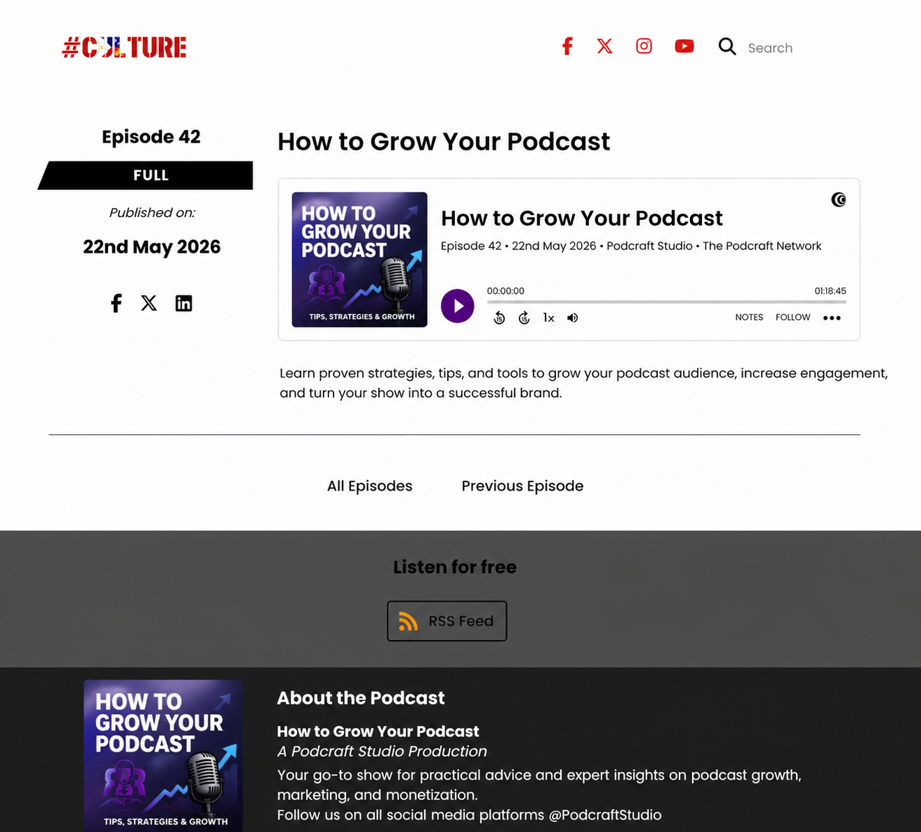 Default Captivate.fm episode landing page