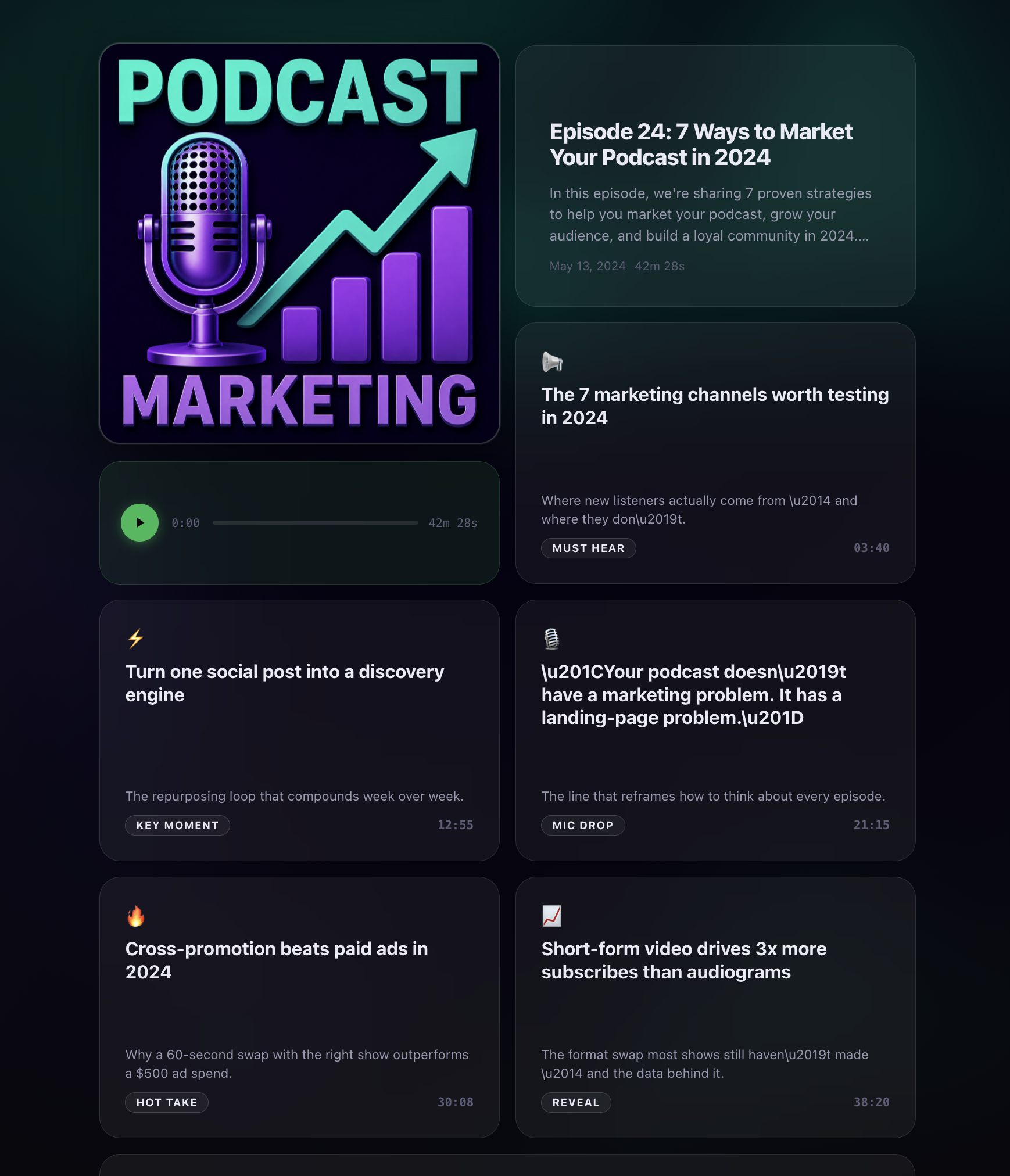 OnPodium episode landing page for the same episode
