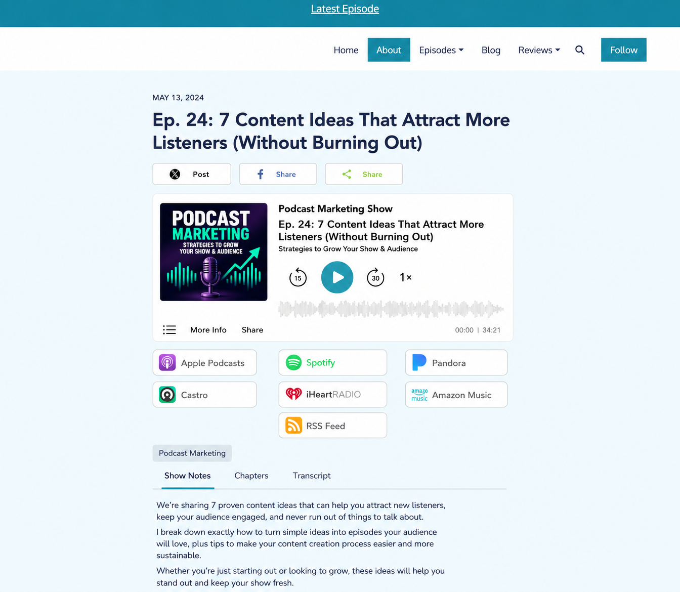 Default Podpage episode landing page