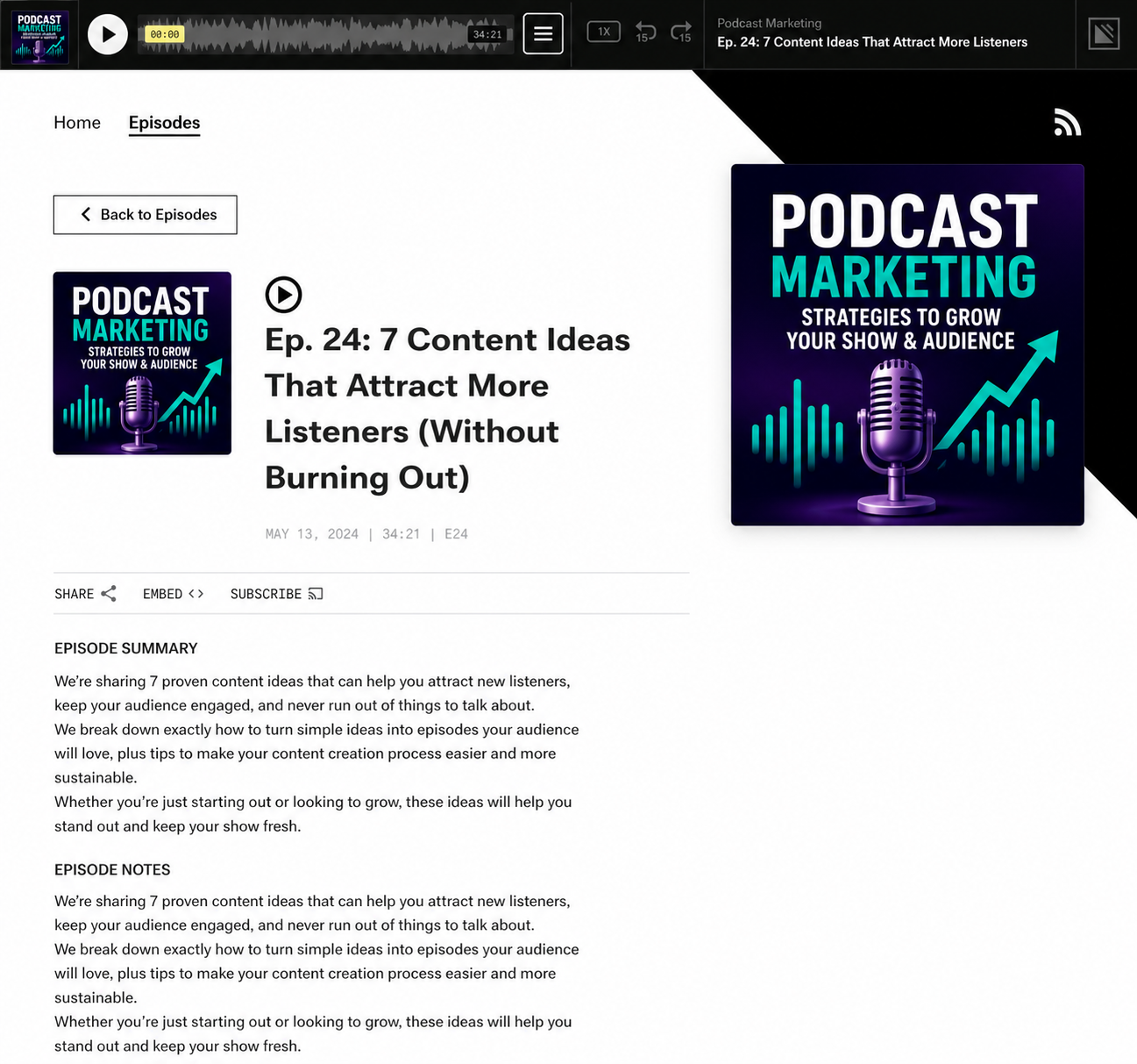 Default Simplecast episode landing page