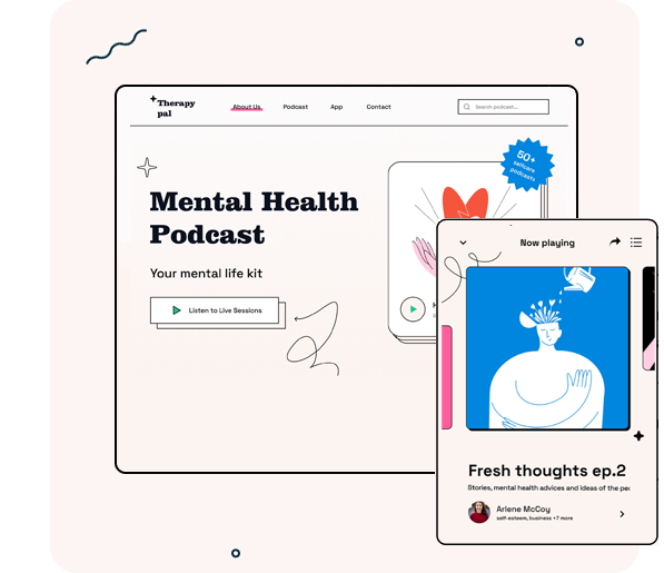 Podcast website dashboard illustration